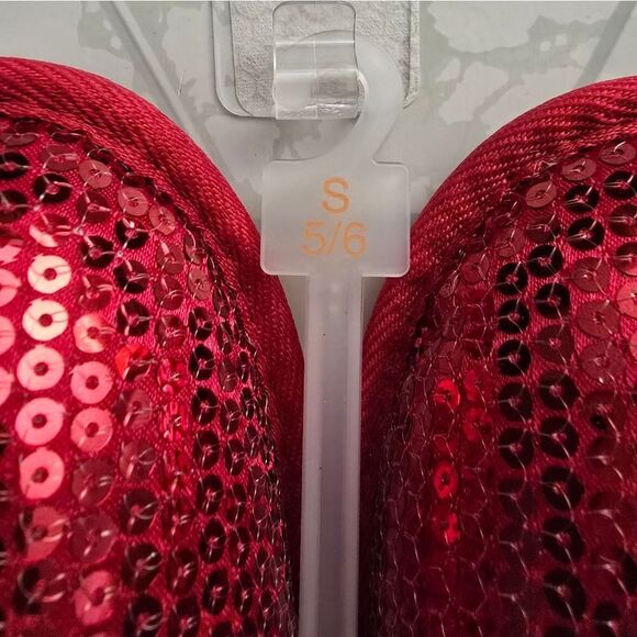 Auden Womens Rae Sequin Scuff Slippers Red S 5/6 - Picture 2 of 7